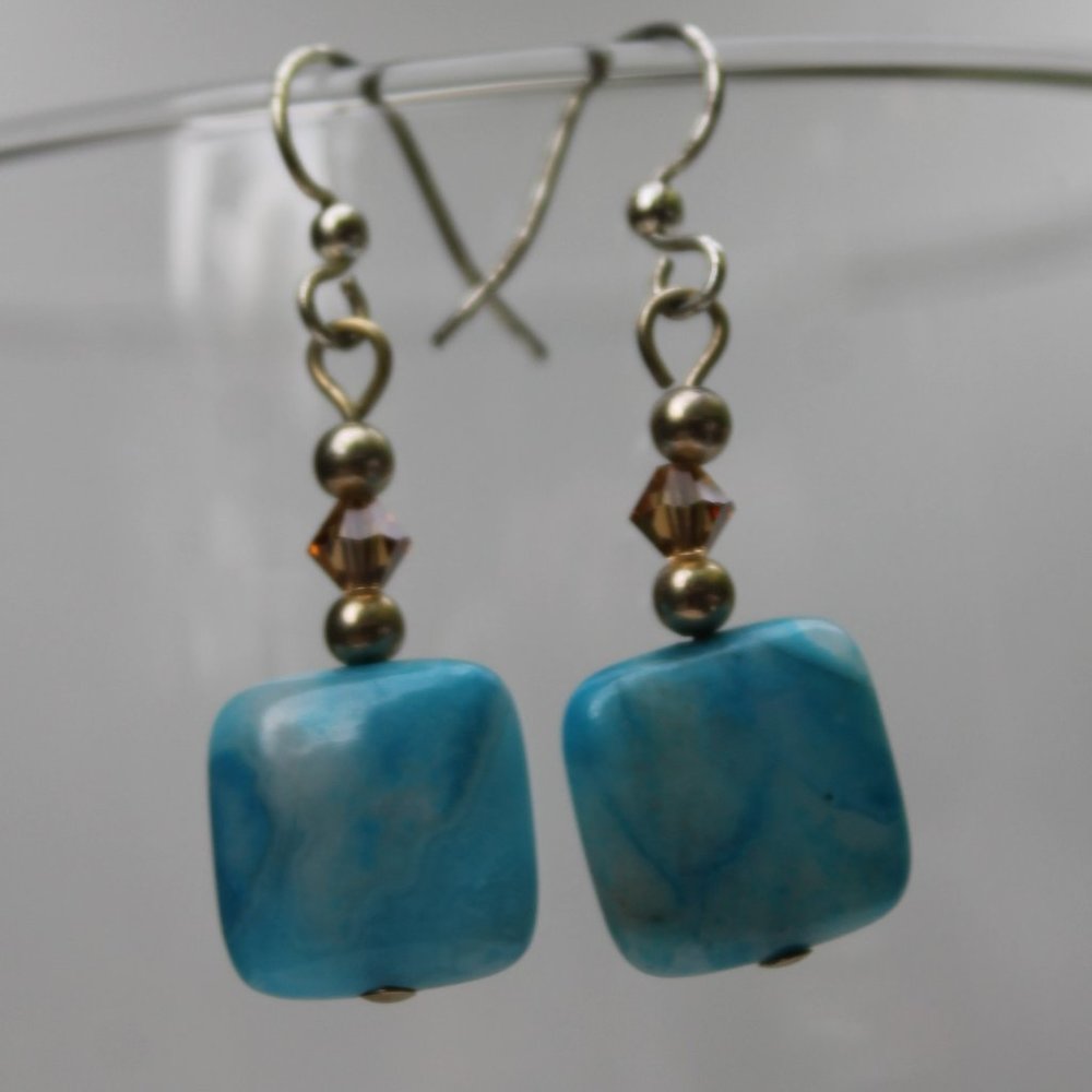 Turquoise Crazy Lace Agate Dangle Earrings